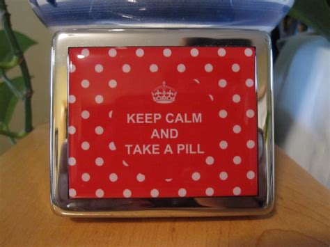keep calm take a pill 8 day pill box with mirror in blue or etsy