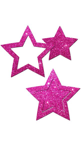 Hot Pink Glitter Cut Out Star Pasties Hot Pink Star Pasties Glitter
