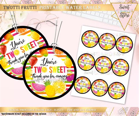 Twotti Frutti Printable Capri Sun Labels Fruits Tropical Etsy