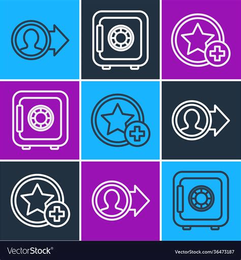 Set Line Job Promotion Star And Safe Icon Vector Image
