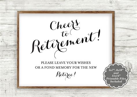 Instant Download Printable Cheers To Retirement Sign Etsy