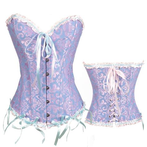 Womens Sexy Satin Embroidery Overbust Spiral Boned Bustier Basque Corset Top Body Shaping Waist