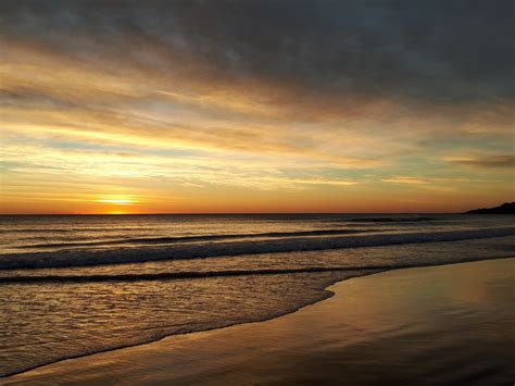 Desktop Wallpaper Sunset Beach Sea Waves Calm And Clean Hd Image