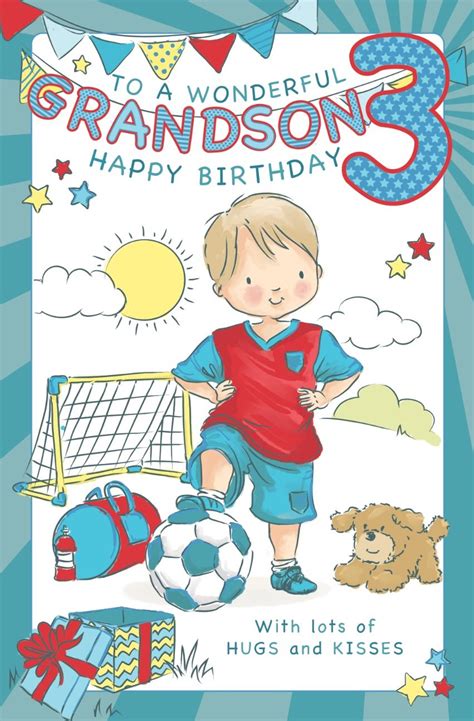 Special grandson sports balls design sentimental verse birthday card. Grandson Age 3 Birthday Card - Crediton Card Centre