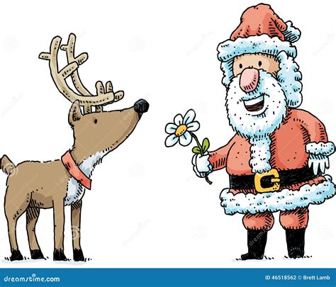 santa and a reindeer stock vector illustration of plant 46518562