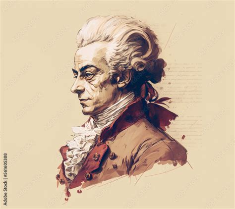 Portrait Of Wolfgang Amadeus Mozart Ai Generated Art Stock Illustration