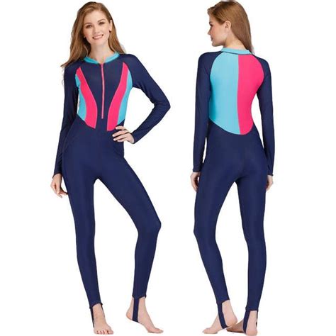 Full Body Wetsuit Women Long Sleeve Diving Suit Color Diving Snorkeling Water Sport Equipment
