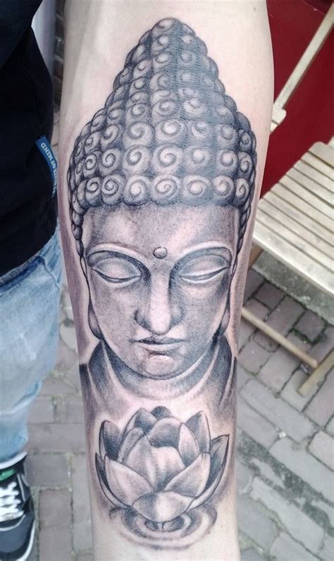 Maybe you would like to learn more about one of these? Beautiful buddha tattoo. Made by Sean Welsh! #buddha #lotus #tattoo #husband #arm | Buddha ...