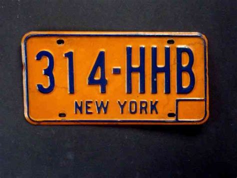 Vintage New York License Plate Orange And Blue 314 Hhb