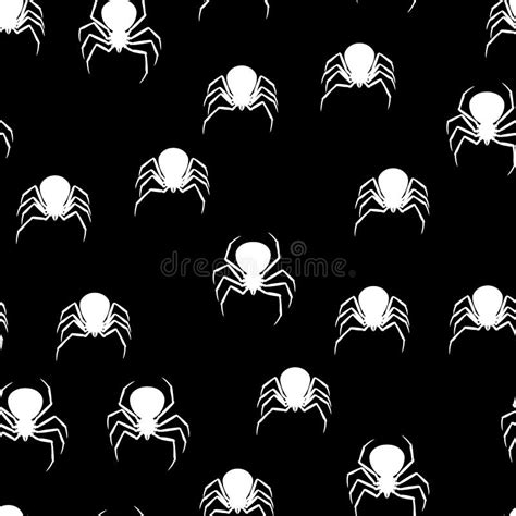 Seamless Pattern With Black Widow Spiders Stock Vector Illustration