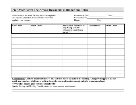 restaurant order forms charlotte clergy coalition