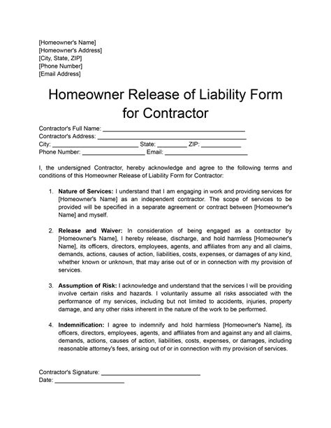 Homeowner Liability Release Form Hot Sex Picture