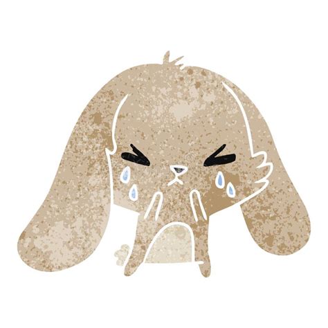 Retro Cartoon Of Cute Kawaii Sad Bunny Stock Vector Illustration Of