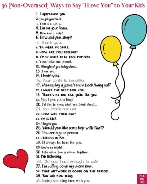 36 Non Overused Ways To Say I Love You To Your Kids Pick Any Two