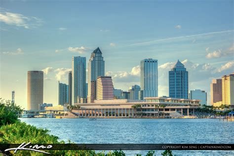 Tampa Florida Skyline Along Waterway Royal Stock Photo