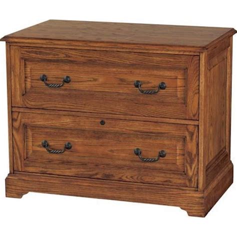 Full suspension ball bearing glides. Heritage Oak Two-Drawer Oak Lateral File Cabinet with ...