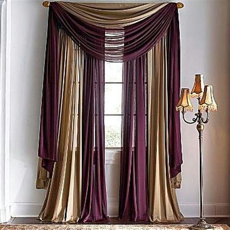 purple gold curtain hanging ideas window scarves window scarf