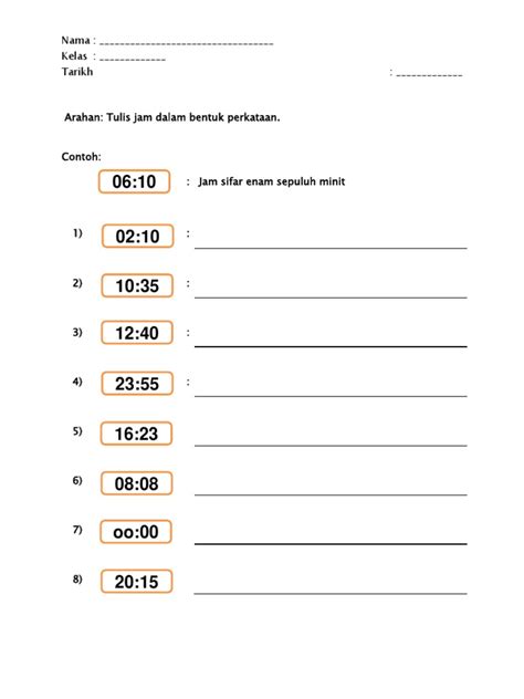 Masa dan waktu other contents: Lembaran Kerja Soalan Latihan Matematik Tahun 3 Masa Dan Waktu