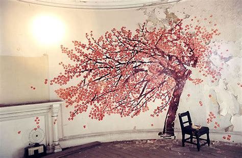 Cherry Blossom Mural Tree Mural Wall Painting Tree Wall Decor