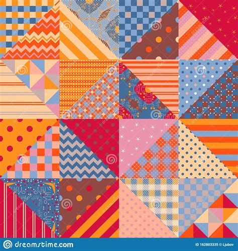 Seamless Patchwork Pattern With Multicolor Geometric