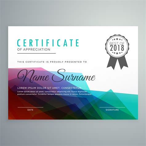 Abstract Colorful Certificate Award Diploma Template Background