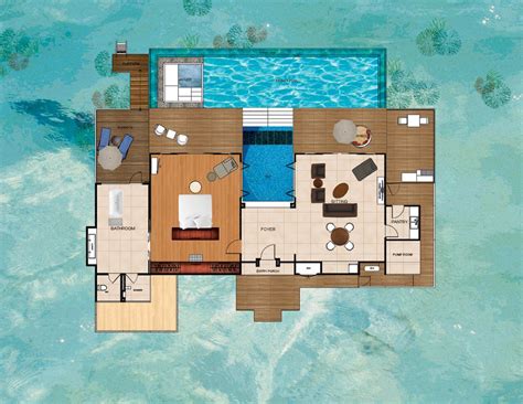 One Bedroom Water Pavilion With Pool Resort Plan Bungalow Plan