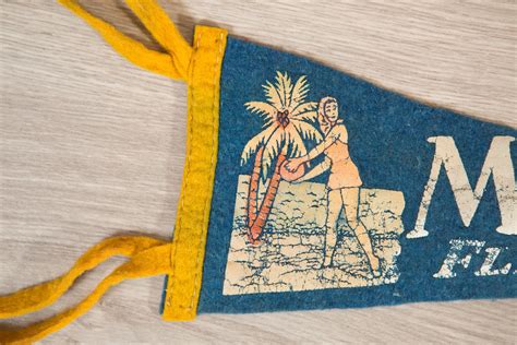miami florida pennant vintage u s a palm beaches felt souvenir hanging triangle shaped wall