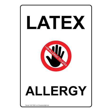 Vertical White Latex Allergy Sign Or Label Symbol