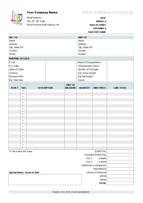 Free Proforma Invoice Template Invoice Manager For Excel