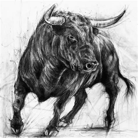The Trouble Maker A2 Black Charcoal Bull Print Highest Quality Giclee