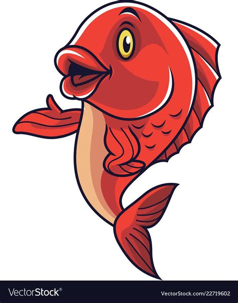 Cartoon Fish Mascot Waving Royalty Free Vector Image Cartoon Fish