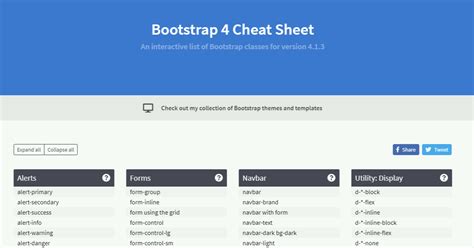 Bootstrap Cheat Sheet The Ultimate List Of Bootstrap Classes