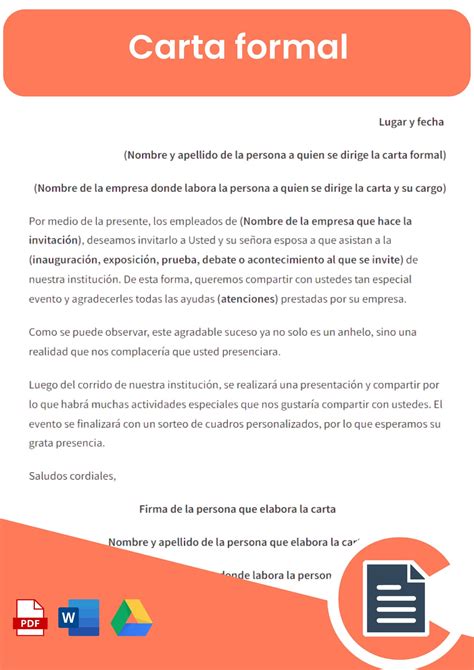 Carta Formal Guías Y Ejemplos Rellena Online Word Pdf