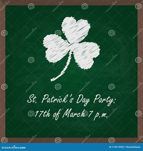 Vector Illustration Of Chalk Board For St Patricks Day Party Stock