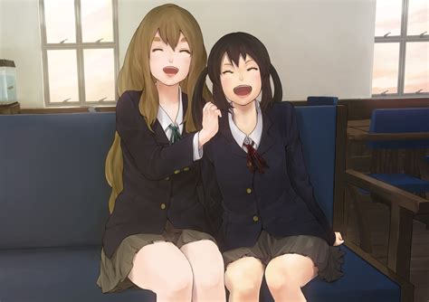 2girls Blackhair Blondehair Ini K On Kotobukitsumugi Longhair