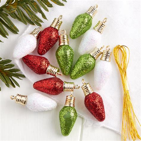 Miniature Glittered Christmas Bulb Ornaments Christmas Ornaments