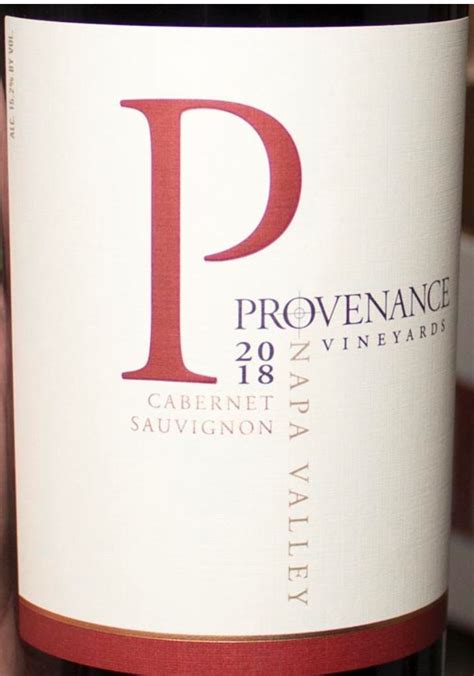 2018 Provenance Vineyards Cabernet Sauvignon Usa California Napa
