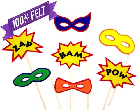 Felt Superhero Photo Booth Party Props Super Hero By Photopropsetc