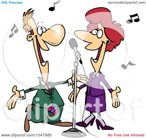 Royalty Free Rf Clip Art Illustration Of A Cartoon Couple Singing By