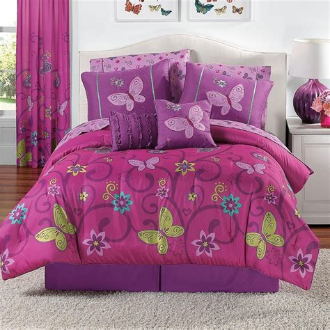 Girls Bedroom Decor With Pink Purple Butterflies Bedding Set Girls