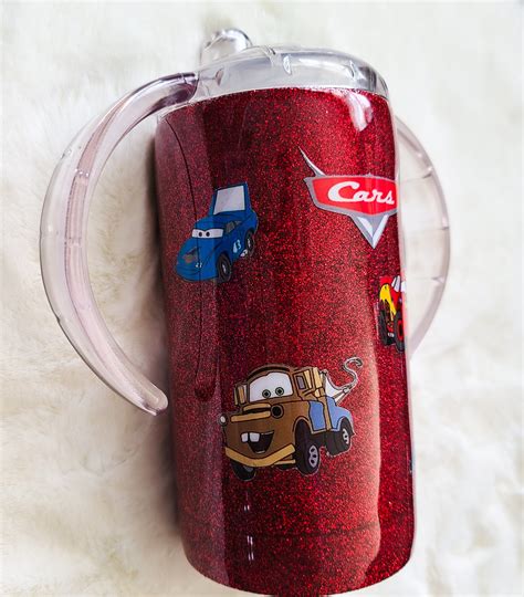Cars Sippy Cup Glitter Tumbler Disney Custom Cup Mom T Etsy