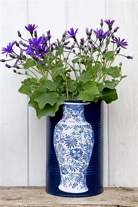 Fun And Unique Oriental Vase Diy Flower Pots Pillar Box Blue