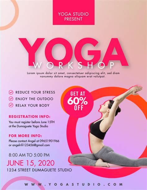 pink yoga class for women flyer template postermywall