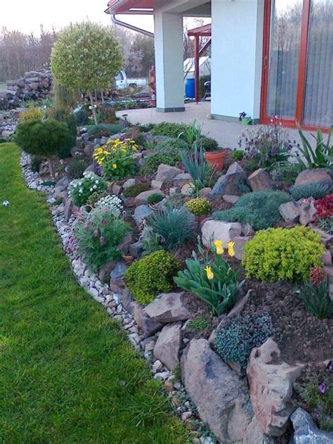 Traditional front yard garden in adelaide with a garden path and natural stone pavers. 32 Fabulous Rock Garden Ideas For Backyard And Front Yard ...