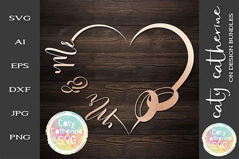 Wedding Love Heart Frame With Rings Bundle Svg Cut File