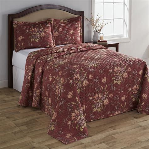 Bedspreads are usually made of wool, polyester, cotton, or chenille. Colormate Bedspread and Shams - Floral Print - Home - Bed ...