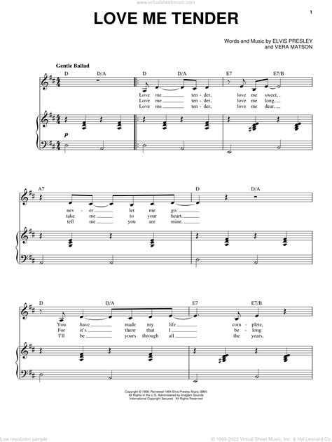 Love Me Tender Sheet Music For Voice And Piano Pdf Interactive