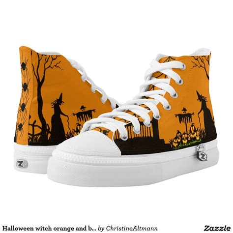 Halloween witch orange and black sneakers | Zazzle.com | Sneakers, High top sneakers, Black sneakers