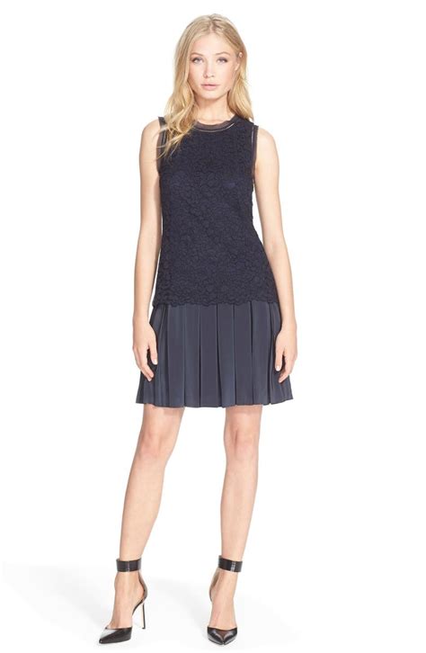 Rebecca Taylor Mixed Media Sleeveless Dress Nordstrom