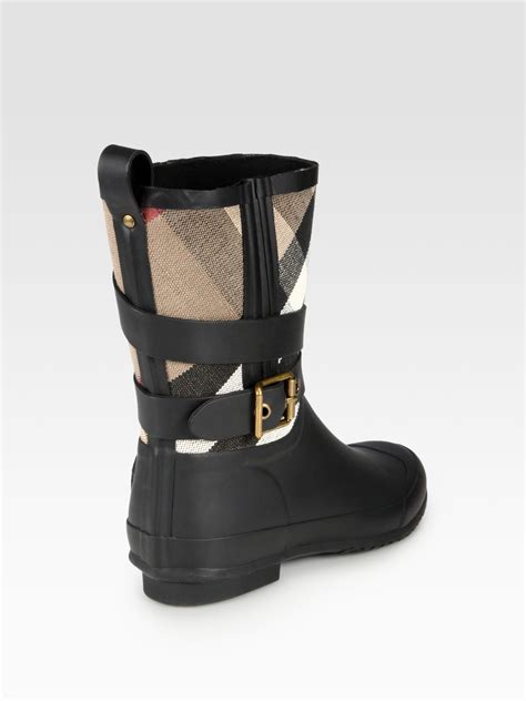 Lyst Burberry Holloway Canvas Rain Boots In Black